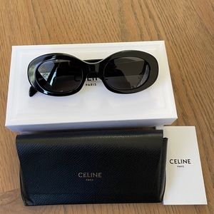 Celine Triomphe Oval Sunglasses, Black